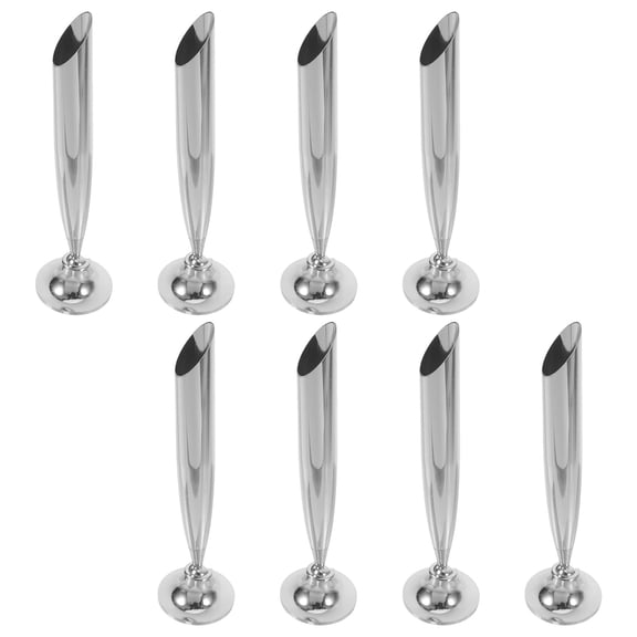 LOLIPPYY 8Pcs Metal Desk Pencil Holder Silver Single Hole Pen Stand with Weighted Base for Office Reception