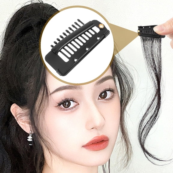 LOLIPPYY 8Pcs Metal Hair Extension Clip Black Snap Comb Clips for Weft Hair and Wig Decoration
