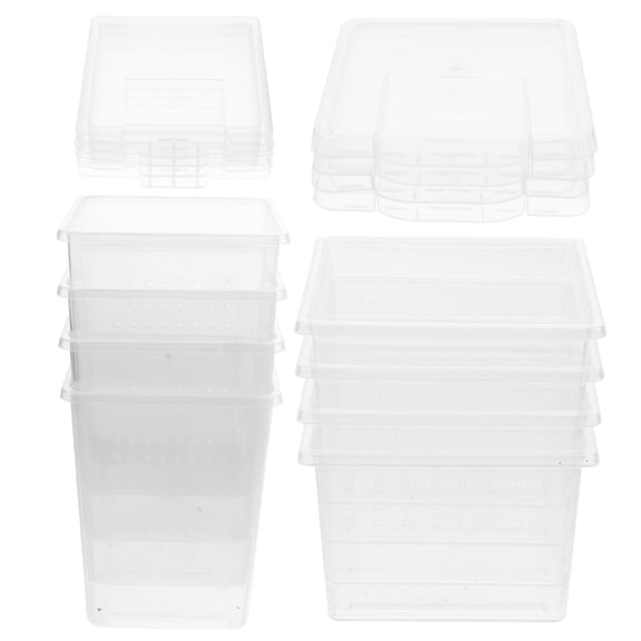 LOLIPPYY 8Pcs Plastic Reptile Box Ventilative Transparent Cricket Keeper Suitable for Portable Household Snake Cage