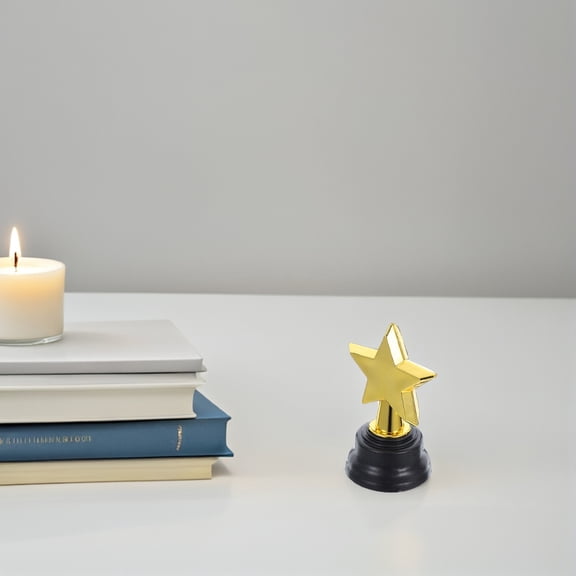 LOLIPPYY 8Pcs Plastic Trophy Cups Golden Star Shape for Sports Tournaments and Award Prizes