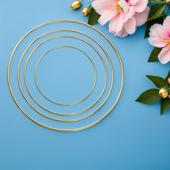 LOLIPPYY 8Pcs Plated Gold Iron Rings for Crafts Lightweight Dream Catcher Hoops and Decorative Wreath Frames