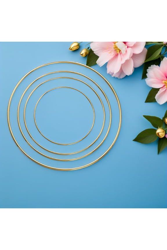 8Pcs Plated Gold Iron Rings for Crafts Lightweight Dream Catcher Hoops and Decorative Wreath Frames