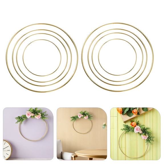 LOLIPPYY 8Pcs Plated Gold Metal Round Rings for Crafting Dream Catchers Floral Wreath Wire Frame