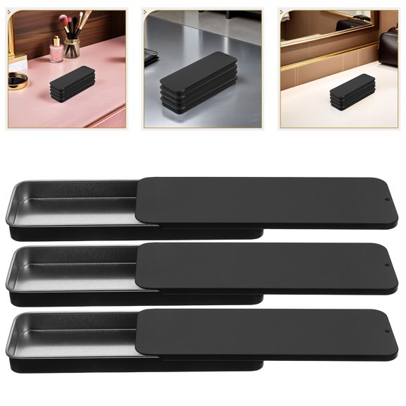 LOLIPPYY Set of 8 Portable Black Tinplate Storage Boxes with Sliding Lids for Jewelry and Christmas Candy