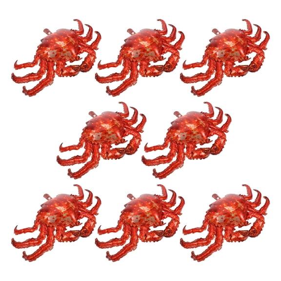 LOLIPPYY 8Pcs Portable Red Crab Party Balloons Easy Inflate Aluminum Foil Marine Theme Decor