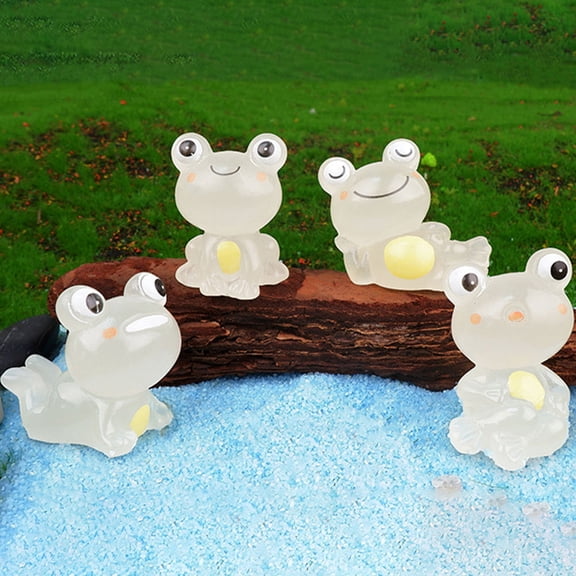LOLIPPYY 8Pcs Small Resin Frog Statue Props with Romantic Glow Effect for Versatile Home Decoration