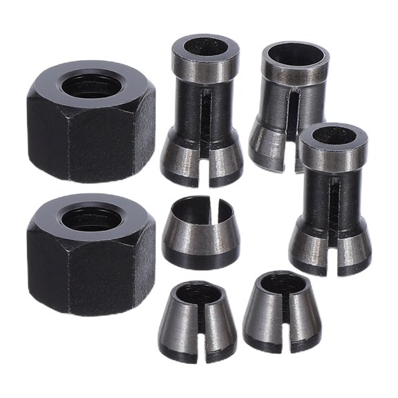LOLIPPYY 8Pcs Router Collet Chuck Extension Kit Carbon Steel for Router Bit Stability and Precision