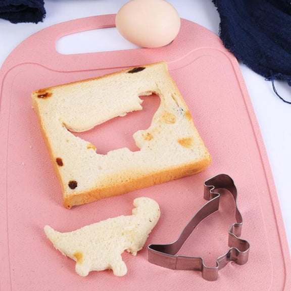 LOLIPPYY 8Pcs Stainless Steel Dinosaur Molds for Baking Tools in Kitchen Use