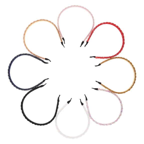 LOLIPPYY 8Pcs Versatile Bridal Hairpiece Beaded Headbands with Simulated Braids for Weddings