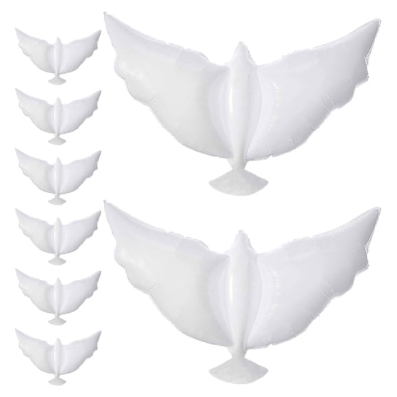 LOLIPPYY 8Pcs White Dove Balloons for Party Decor Memorial Balloon with Writable Surface for Wishes