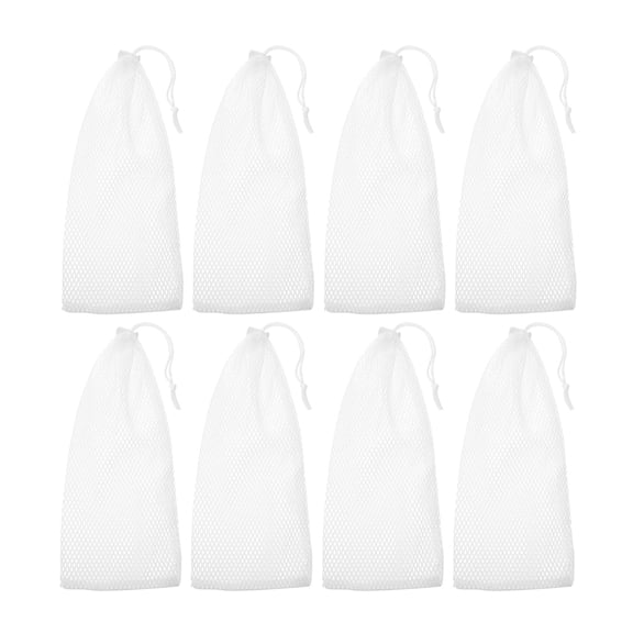 LOLIPPYY 8Pcs White Polyester Hanging Bird Feeder Bags Tear Resistant Drawstring Mesh Bags for Outdoor Feeding