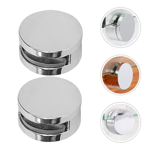 LOLIPPYY 8Set Zinc Alloy Mirror Holder Clips Plated Silver Round Design for Frameless Glass Panels