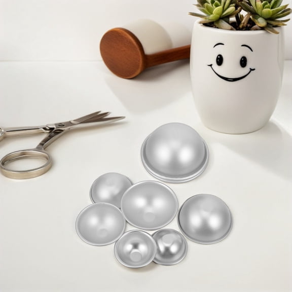 LOLIPPYY 8-Piece Aluminum Alloy Bath Bomb Mold Set, Multi-Use Metal Sphere Molds for Bath Salts, Soap Making and Crafts