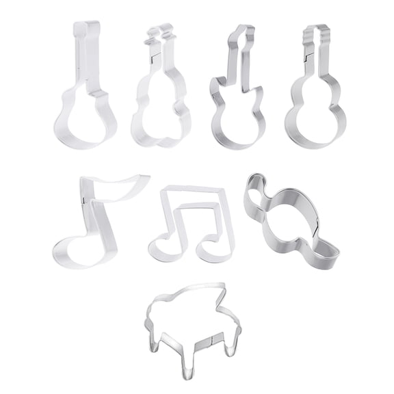 LOLIPPYY 8-Piece Stainless Steel Cookie Baking Mold Set with Musical Instrument Shapes, Assorted Random Styles Included