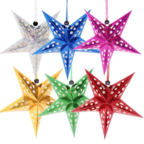 LOLIPPYY 8pcs Decorative Star Lamp Shade Silver Paper for Events Home Decor Shadow Effect
