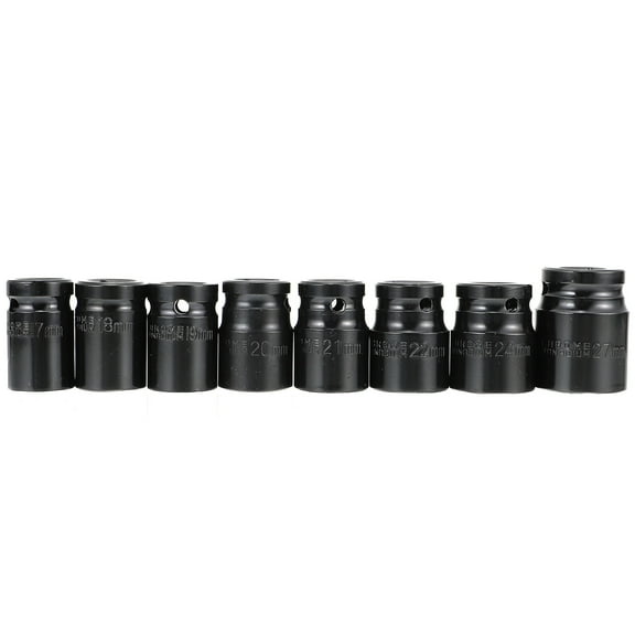 LOLIPPYY 8-Piece 1/2 Inch Short Socket Set for Electric and Pneumatic Impact Wrenches