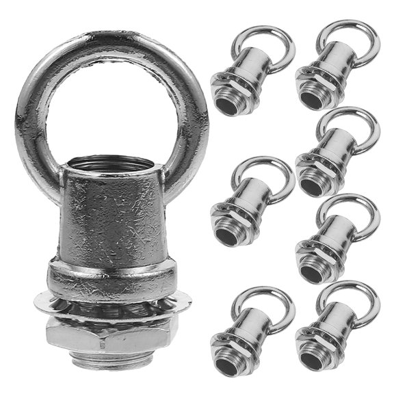 LOLIPPYY 8Pcs Plated Silver Bull Nose Threaded Hook Rings for Metal Chandelier Suspension Chain