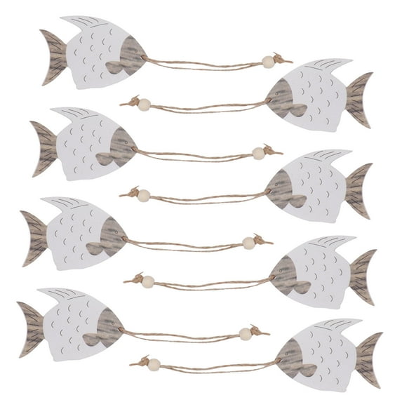 LOLIPPYY 8pcs Wooden Fish Pendants Hawaii Style Hanging