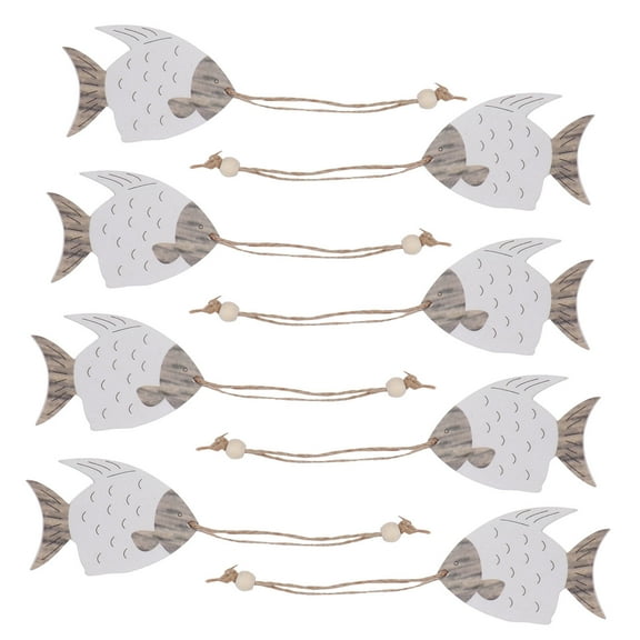 LOLIPPYY 8pcs Wooden Fish Pendants Hawaii Style Hanging