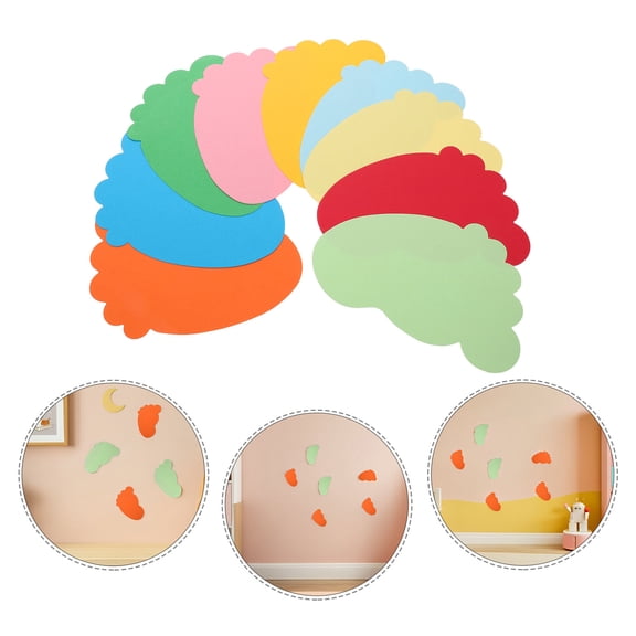 LOLIPPYY 90Pcs Assorted Color Footprint Cutout Paper Decorations for Classroom and Bulletin Board Art