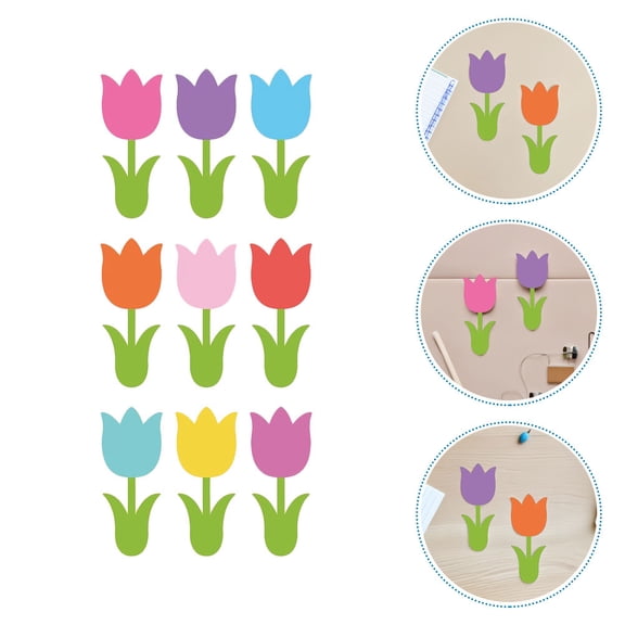 LOLIPPYY 90Pcs Spring Flower Paper Cutouts Tulip Shape Decorative Art for Bulletin Board and Party