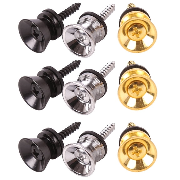 LOLIPPYY 9-Piece Black Guitar and Bass Strap Lock Peg Set Replacement for Secure Instrument Strap