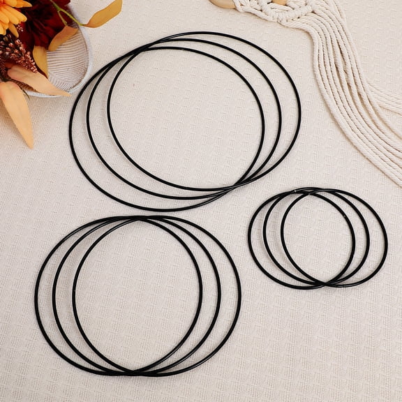 LOLIPPYY 9-Piece Black Metal Hoop for Crafts, Large Smooth Finish Frames Ideal for Wedding Decor and Home Centerpieces
