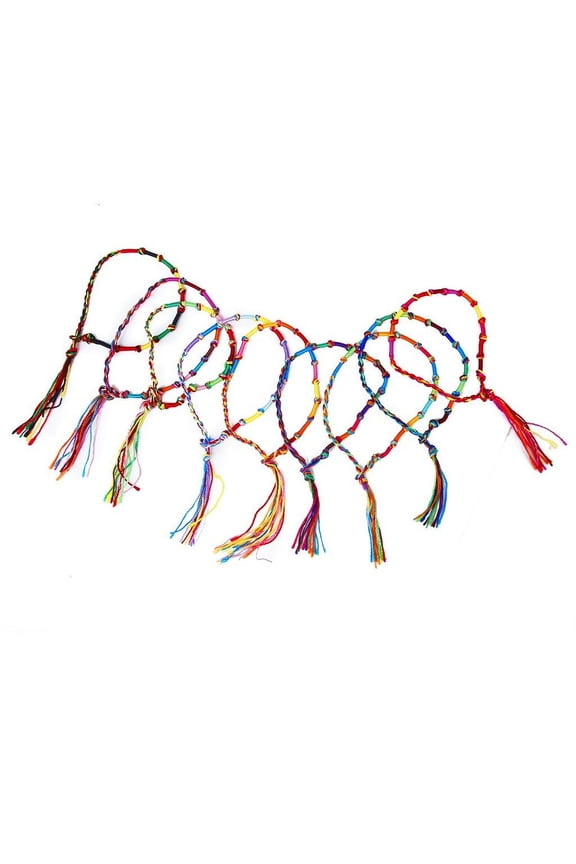 9Pcs Friendship Bracelet Multicolor Knurled Braided Thread Wrist Or Ankle Bracelet