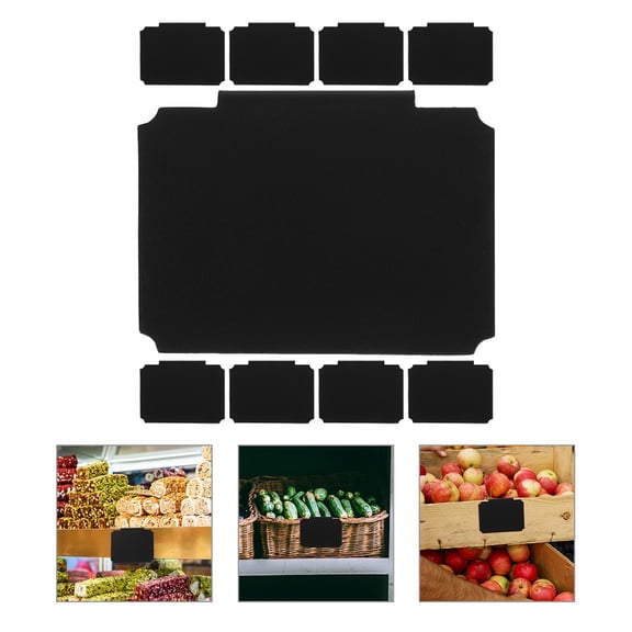 LOLIPPYY 9Pcs Plastic Clip On Label Holders Chalkboard Labels Reusable Writing Surface for Shelves