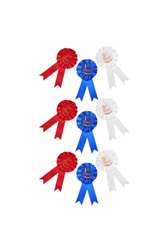 9-Piece Satin Prize Ribbon Set with Lightweight Rosette Badges for Party Decorations and Award Ceremonies