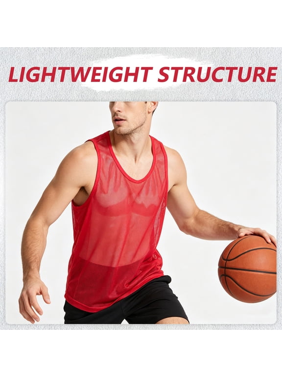 Scrimmage Training Vests Assorted Color Polyester Breathable Mesh for Sports 9Pcs