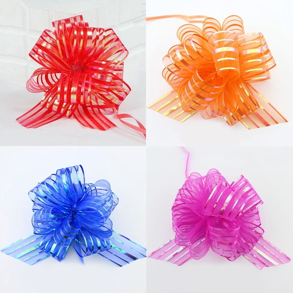 LOLIPPYY 9Pcs String Bows for Wedding Decoration Assorted Color Pull Ribbon Knots