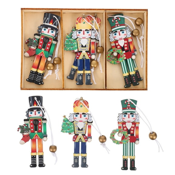 LOLIPPYY 9-Piece Wooden Nutcracker Cutout Pendants for Christmas Tree Hanging Ornaments Xmas Tree Nutcracker Decorations