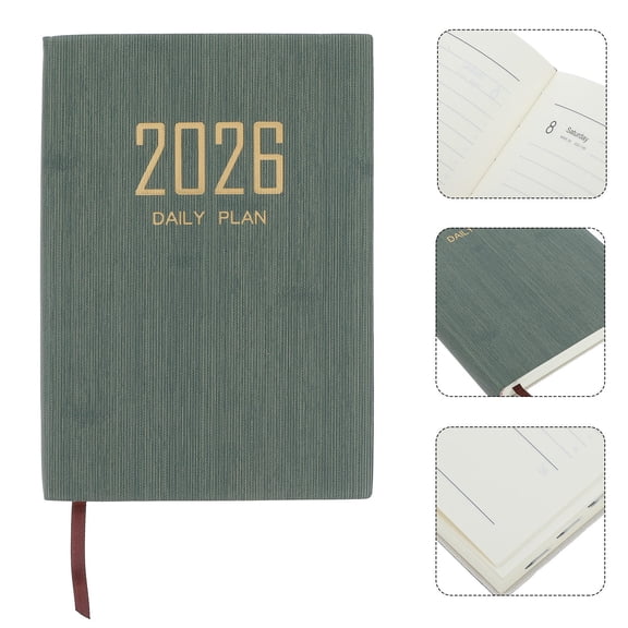LOLIPPYY A5 Daily Planner Book with Olive Cover - English Appointment Organizer, 1 Piece