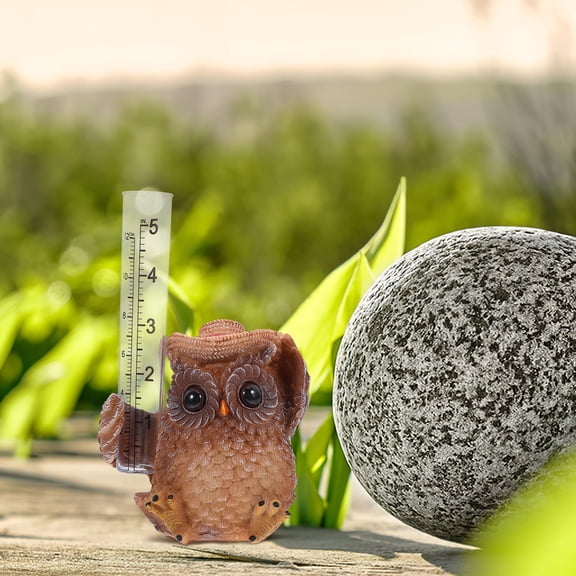 LOLIPPYY Accurate Rain Gauge Owl Statue for Garden Water Measurement Tool 1Pack