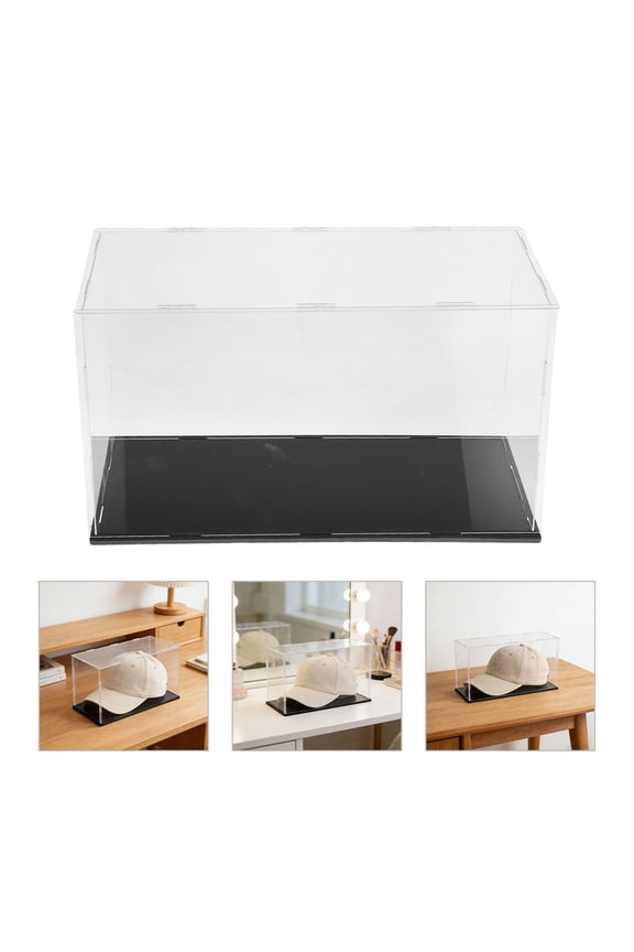 Acrylic Baseball Cap Display Case with Black Base, Clear Protective Holder for Autographed Sports Memorabilia