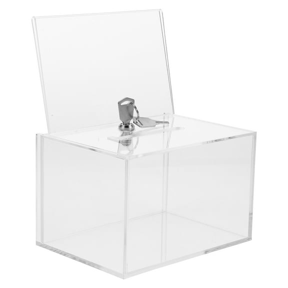 LOLIPPYY Large Clear Acrylic Donation Box, Transparent Ballot & Suggestion Collection Container, Display Case for Fundraising Events