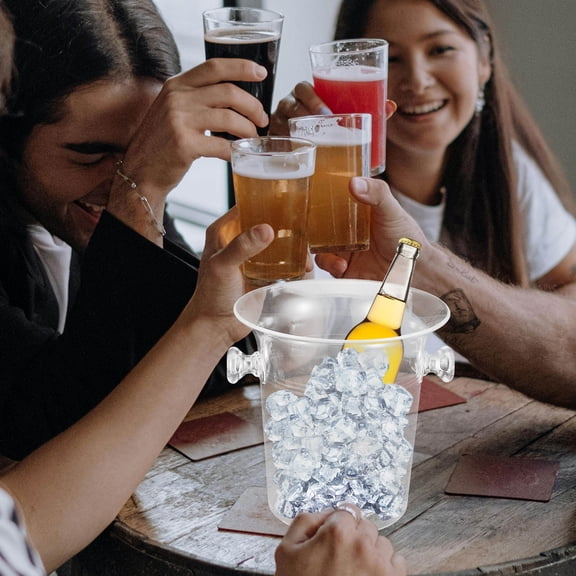 LOLIPPYY Acrylic Ice Cube Container Bucket with Smooth Edges for Bar and Household Use