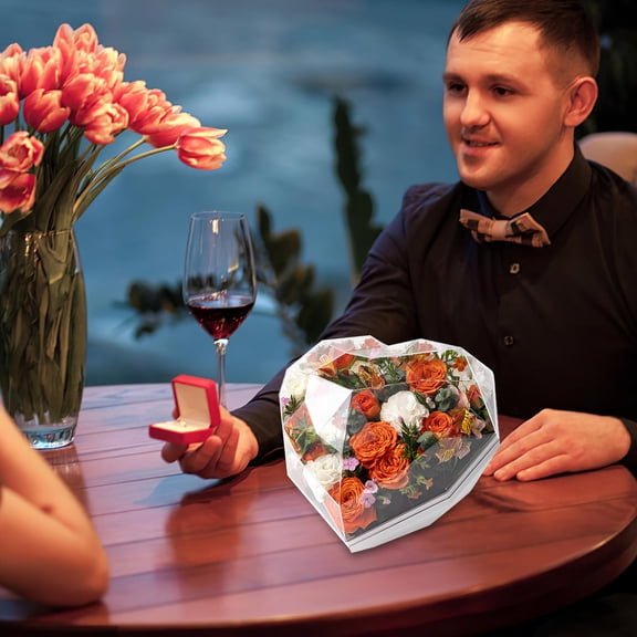 LOLIPPYY Acrylic Transparent Heart Flower Box for Proposal and Wedding Flower Arrangements