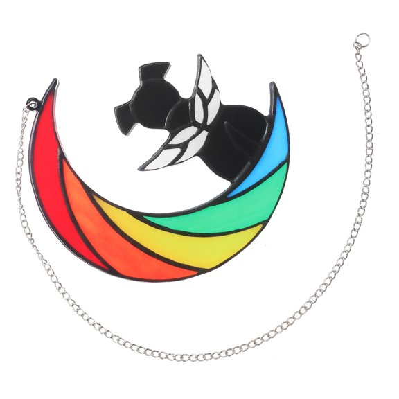 LOLIPPYY Acrylic Dog on Moon Window Hanging Decor Ornament for Home and Office Wall Decoration