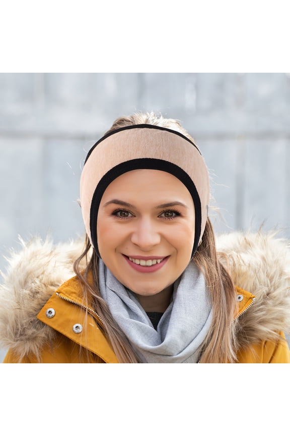 Adjustable Beige Ear Muffs for Sleeping Noise Reduction Soft Lint Lined Winter Ear Warmers