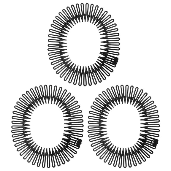 LOLIPPYY Adjustable Black Plastic Hair Comb for Sports and Daily Styling with Circle Spring Headband