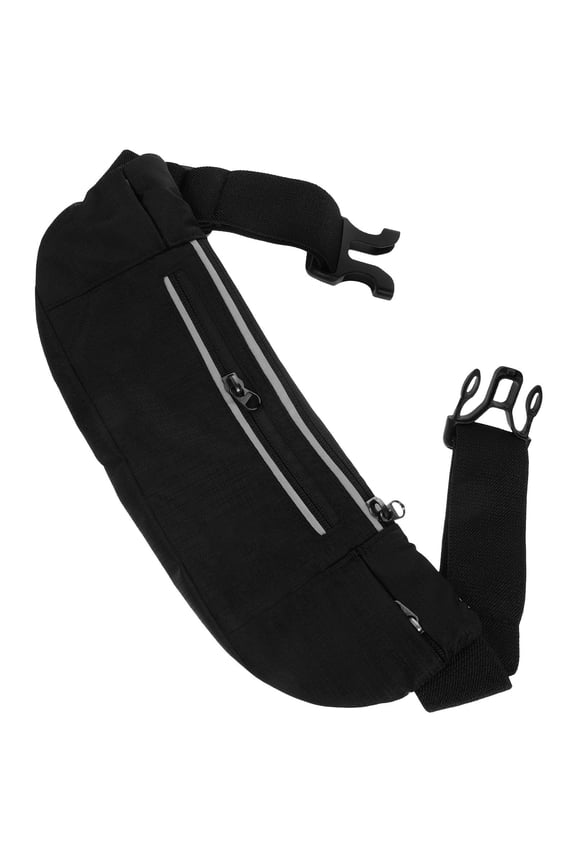 Adjustable Black Waist Bag Polyester Material Perfect for Jogging Biking and Daily Use