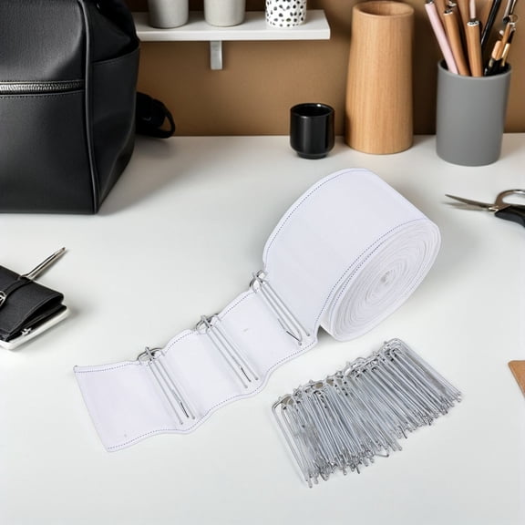 LOLIPPYY Adjustable Curtain Pleat Tape with Sturdy Metal Hooks for Wrinkle Resistant Window Drapes