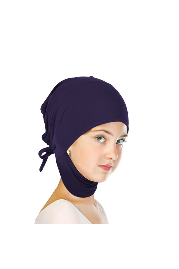 Women's Adjustable Navy Hijab Cap with Simple Design and Full Coverage, 1 Set for Comfortable Wear