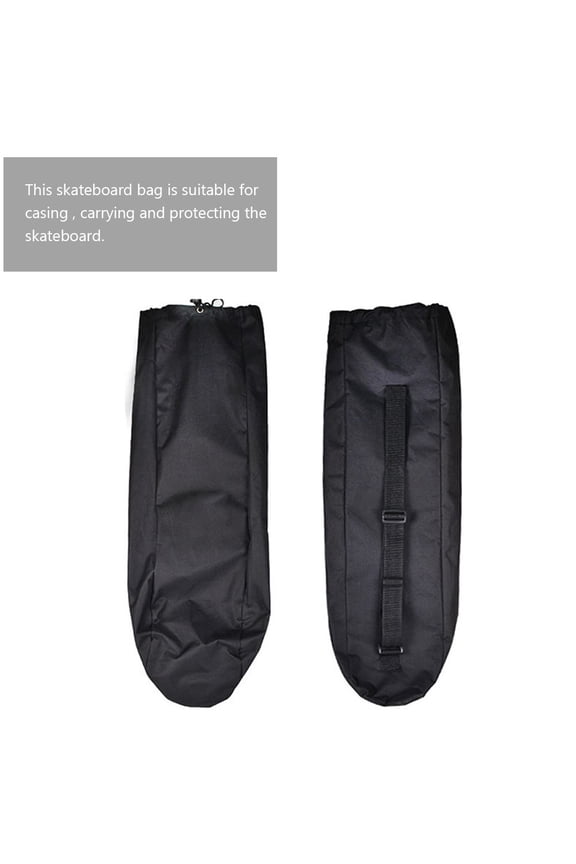 Adjustable Skateboard Backpack with Oxford Fabric, Multiple Zipper Pockets, Comfortable Straps - Black