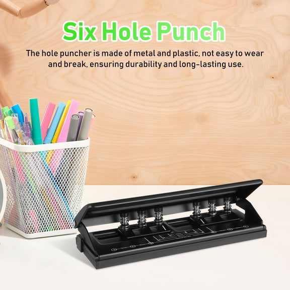 LOLIPPYY Adjustable Manual 6 Hole Paper Punch Tool Metal Spiral Puncher for Office and Craft