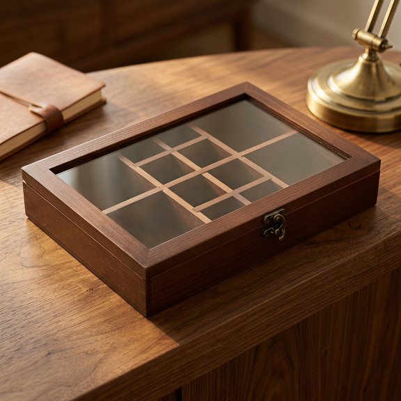 LOLIPPYY Adjustable Rock Display Case with Clear Lid & Compartments