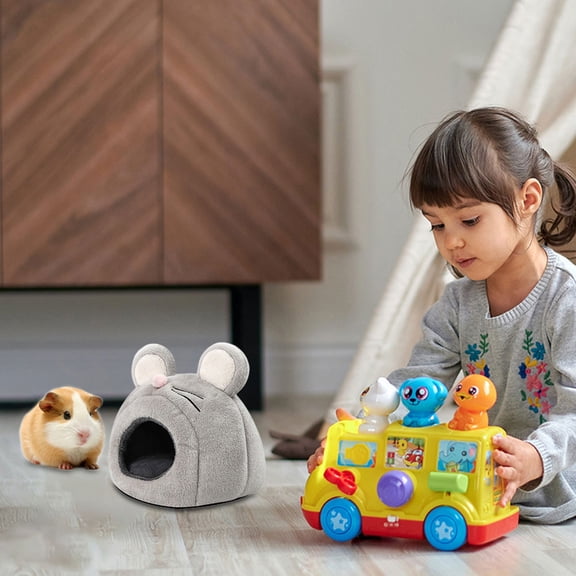 LOLIPPYY Adorable Mouse Shaped Small Animal Nest Bed for Hamsters Guinea Pigs Plush Cotton Cozy House