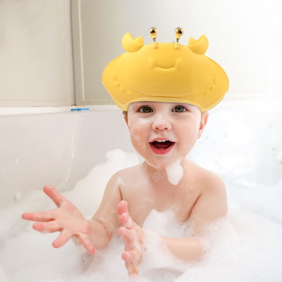 LOLIPPYY Cute Yellow Baby Bath Hat Shower Visor for Toddlers Adjustable Plastic 0-3 Years Old